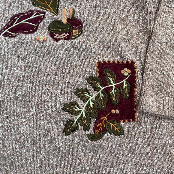 Draper's and Damon's Sweater Vintage Fall Women's M Brown Patchwork Leaves - Picture 5 of 9